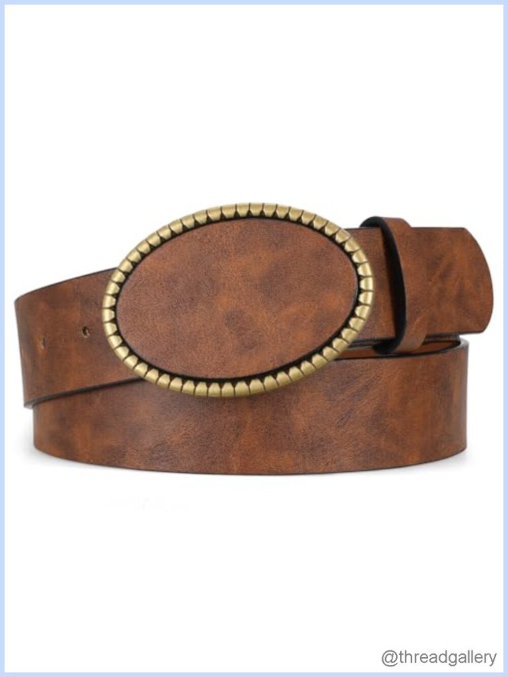 Western Floral Embossed Belt with Engraved Buckle for Jeans Pants
